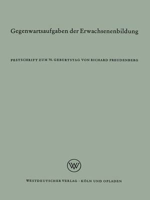 cover image of Gegenwartsaufgaben der Erwachsenenbildung